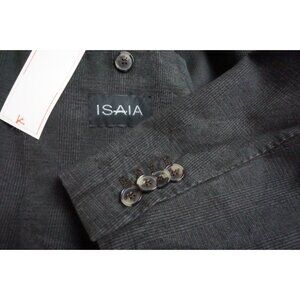 Isaia Napoli 100% Cotton Gray Brown 2 Pc Suit Jacket Pants 38R NEW